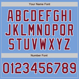 Custom Light Blue Crimson-White Bomber Full-Snap Varsity Letterman Two Tone Jacket