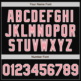 Custom Black Medium Pink-White Bomber Full-Snap Varsity Letterman Jacket