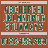 Custom Texas Orange Kelly Green-White Bomber Full-Snap Varsity Letterman Jacket
