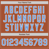 Custom Texas Orange Light Blue-White Bomber Full-Snap Varsity Letterman Jacket