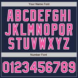 Custom Navy Pink-White Bomber Full-Snap Varsity Letterman Jacket