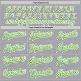 Custom Gray Neon Green-White Bomber Full-Snap Varsity Letterman Jacket