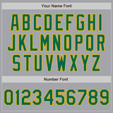 Custom Gray Kelly Green-Gold Bomber Full-Snap Varsity Letterman Jacket