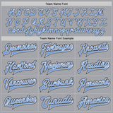 Custom Gray Black-Light Blue Bomber Full-Snap Varsity Letterman Jacket