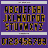 Custom Purple Black-Gold Bomber Full-Snap Varsity Letterman Jacket