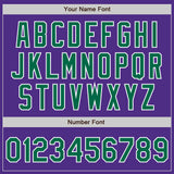 Custom Purple Kelly Green-White Bomber Full-Snap Varsity Letterman Jacket