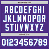 Custom Purple White-Light Blue Bomber Full-Snap Varsity Letterman Jacket