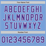 Custom Light Blue Purple-White Bomber Full-Snap Varsity Letterman Two Tone Jacket