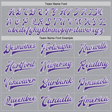 Custom Gray Purple-White Bomber Full-Snap Varsity Letterman Two Tone Jacket