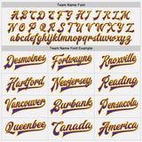 Custom White Purple Pinstripe Purple-Gold Bomber Full-Snap Varsity Letterman Jacket
