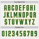 Custom White Kelly Green Pinstripe Kelly Green-Gold Bomber Full-Snap Varsity Letterman Jacket
