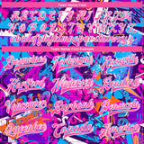 Custom Graffiti Pattern Pink-White Words 3D Bomber Full-Snap Varsity Letterman Jacket