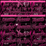 Custom Black Black Pink-Light Blue Pink Ribbon Breast Cancer Awareness 3D Pattern Design Bomber Full-Snap Varsity Letterman Jacket