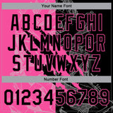 Custom Graffiti Pattern Black Pink-Light Blue Scratch 3D Bomber Full-Snap Varsity Letterman Jacket