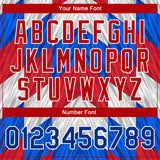 Custom Red Royal-White 3D Pattern Design Bomber Full-Snap Varsity Letterman Jacket
