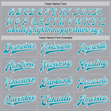 Custom Gray Teal-White Bomber Full-Snap Varsity Letterman Jacket