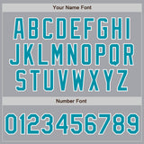 Custom Gray Teal-White Bomber Full-Snap Varsity Letterman Jacket