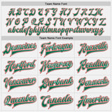 Custom White Red Pinstripe Kelly Green-Red Bomber Full-Snap Varsity Letterman Jacket