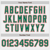 Custom White Red Pinstripe Kelly Green-Red Bomber Full-Snap Varsity Letterman Jacket