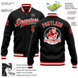 Custom Black Red-White Bomber Full-Snap Varsity Letterman Jacket