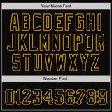 Custom Black Black-Gold Bomber Full-Snap Varsity Letterman Jacket