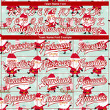 Custom Pea Green White-Red Christmas 3D Bomber Full-Snap Varsity Letterman Jacket