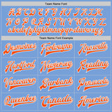 Custom Light Blue Orange-White Bomber Full-Snap Varsity Letterman Split Fashion Jacket