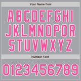 Custom Gray Pink-White Bomber Full-Snap Varsity Letterman Two Tone Jacket