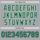 Custom Gray Kelly Green Cream-Black Bomber Full-Snap Varsity Letterman Jacket