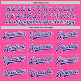 Custom Pink Royal-White Bomber Full-Snap Varsity Letterman Jacket