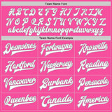 Custom Pink White-Gray Bomber Full-Snap Varsity Letterman Jacket