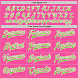 Custom Pink Neon Green-White Bomber Full-Snap Varsity Letterman Jacket