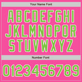 Custom Pink Neon Green-White Bomber Full-Snap Varsity Letterman Jacket