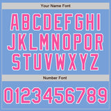Custom Light Blue Pink-White Bomber Full-Snap Varsity Letterman Two Tone Jacket