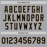 Custom Gray Black-Old Gold Bomber Full-Snap Varsity Letterman Two Tone Jacket