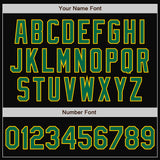Custom Black Kelly Green-Yellow Bomber Full-Snap Varsity Letterman Jacket