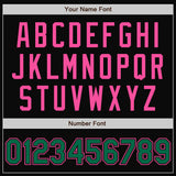 Custom Black Kelly Green-Pink Bomber Full-Snap Varsity Letterman Jacket