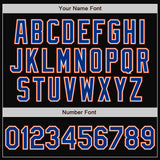 Custom Black Royal-Orange Bomber Full-Snap Varsity Letterman Jacket
