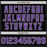 Custom Black Purple-White Bomber Full-Snap Varsity Letterman Jacket