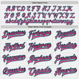Custom White Aqua Black-Pink Bomber Full-Snap Varsity Letterman Jacket