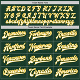 Custom Green White-Gold Bomber Full-Snap Varsity Letterman Jacket