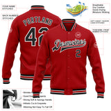 Custom Red Black-White Bomber Full-Snap Varsity Letterman Jacket