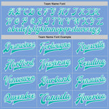 Custom Light Blue Aqua-White Bomber Full-Snap Varsity Letterman Jacket