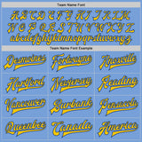 Custom Light Blue Royal-Yellow Bomber Full-Snap Varsity Letterman Jacket