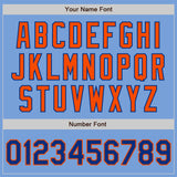 Custom Light Blue Royal-Orange Bomber Full-Snap Varsity Letterman Jacket