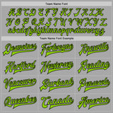 Custom Gray Neon Green-Black Bomber Full-Snap Varsity Letterman Jacket