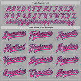 Custom Gray Light Blue Black-Pink Bomber Full-Snap Varsity Letterman Jacket