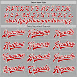 Custom Gray Red-White Bomber Full-Snap Varsity Letterman Jacket
