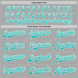 Custom Gray Aqua-White Bomber Full-Snap Varsity Letterman Jacket