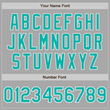 Custom Gray Aqua-White Bomber Full-Snap Varsity Letterman Jacket